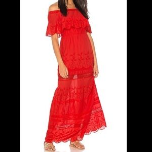 Alice + Olivia Red Pansy Maxi Dress